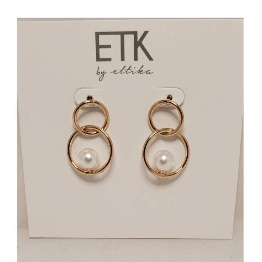 ETK By Ettika Gold Rings and Pearl Earrings
